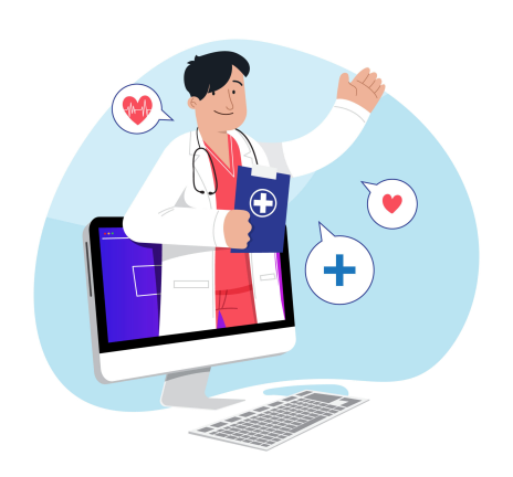 Doctor using a telehealth platform on a computer